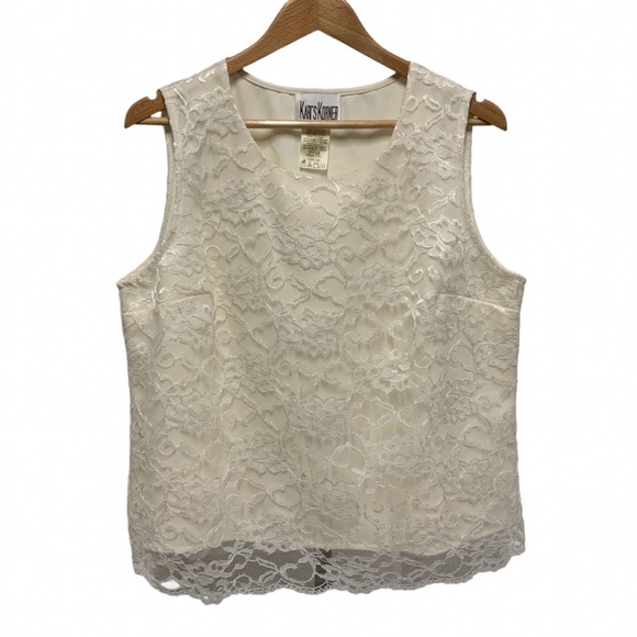 Kari’s Korner Ivory Lace Sleeveless Top - Picture 1 of 8